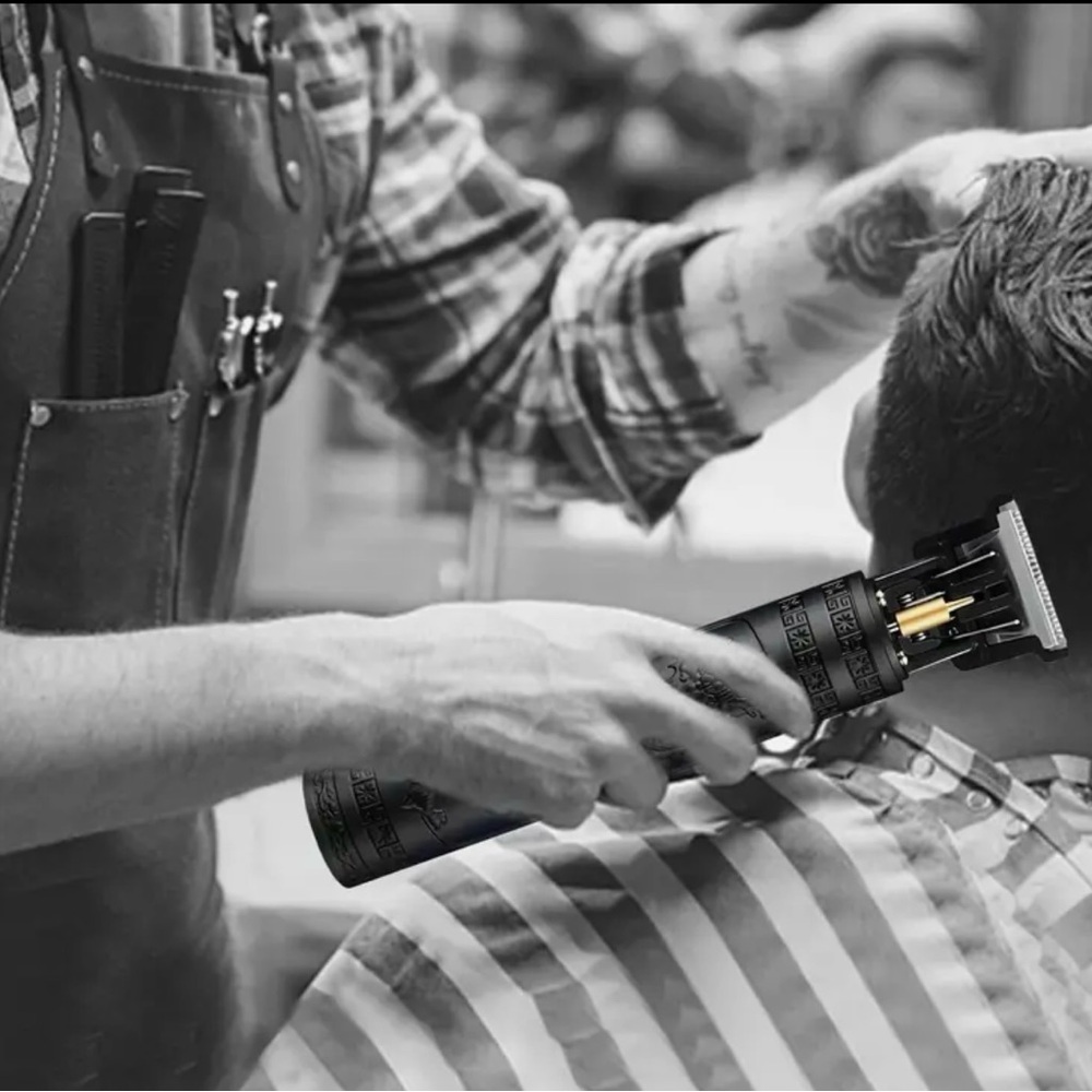 Dragon Engraved Cordless Hair Trimmer USB Rechargeable Barber T-Liner Clipper - Picture 7 of 8
